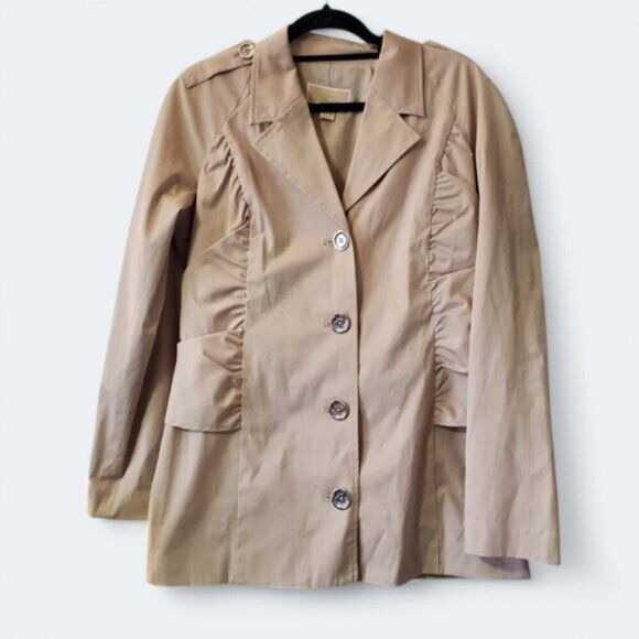 Michael Kors Jackets & Blazers - Michael Kors Ruched Spring Tan preppy Trench Jacket 12